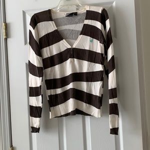Brown and cream striped top